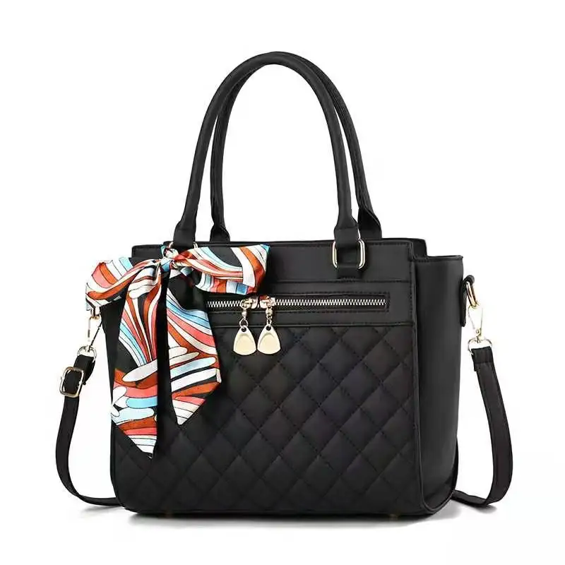 

DL102-20 Factory wholesale metal zipper bag bags women handbags ladies handbags with silk scarves ladies shoulder bags handbags, Black....