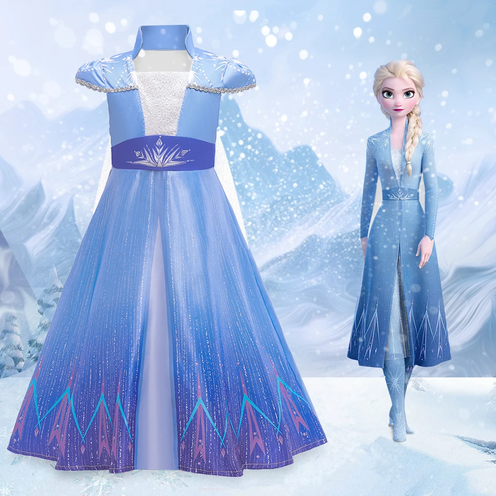 

Newest Kids Celebrities Clothes Princess Elsa Wear Dress Halloween Costumes For Girls, Blue