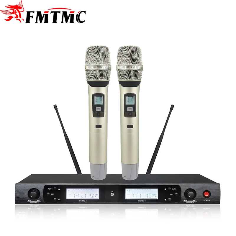 

Low Price Microphone for KTV UGX8A UHF Professional Cordless Factory Direct Supply Handheld Wireless Microphone for Karaoke, Black