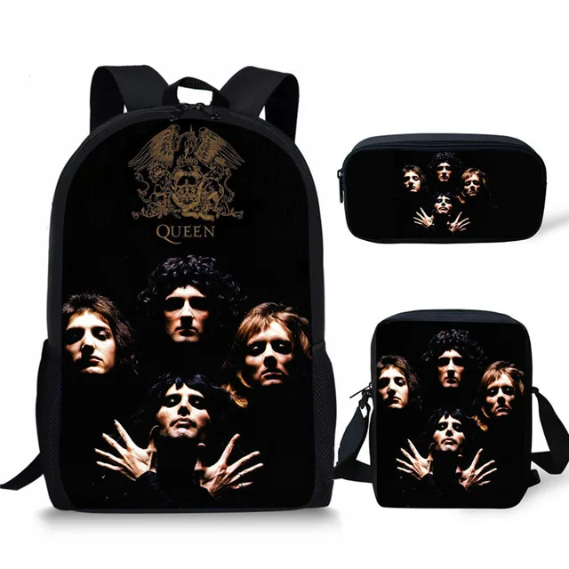 

3Pcs/set Students Bookbag Queen Band Bohemian Rhapsody Printing Kids Custom Children School Bags Large Shoulder Backpack