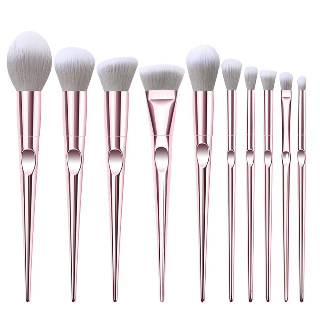 

10pcs Makeup Brush Set Custom Makeup Brushes Makeup Tool With PU Bag, Silver