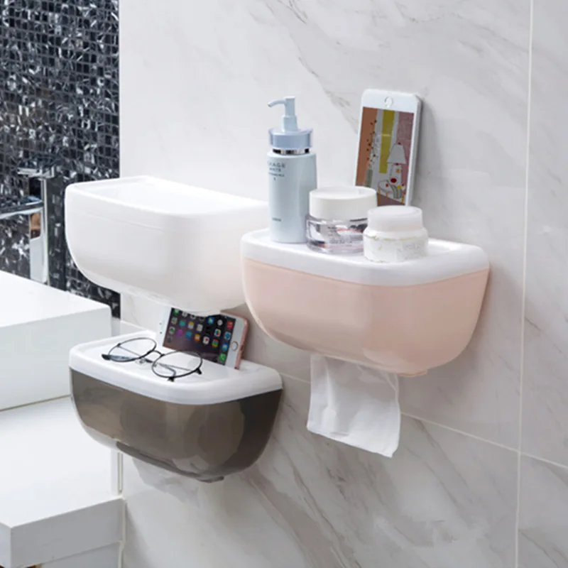 

Punch Free Household Wall-mounted Napkin Plastic Paper Tissue Box Tissue Storage Rack Toilet Tissue Box