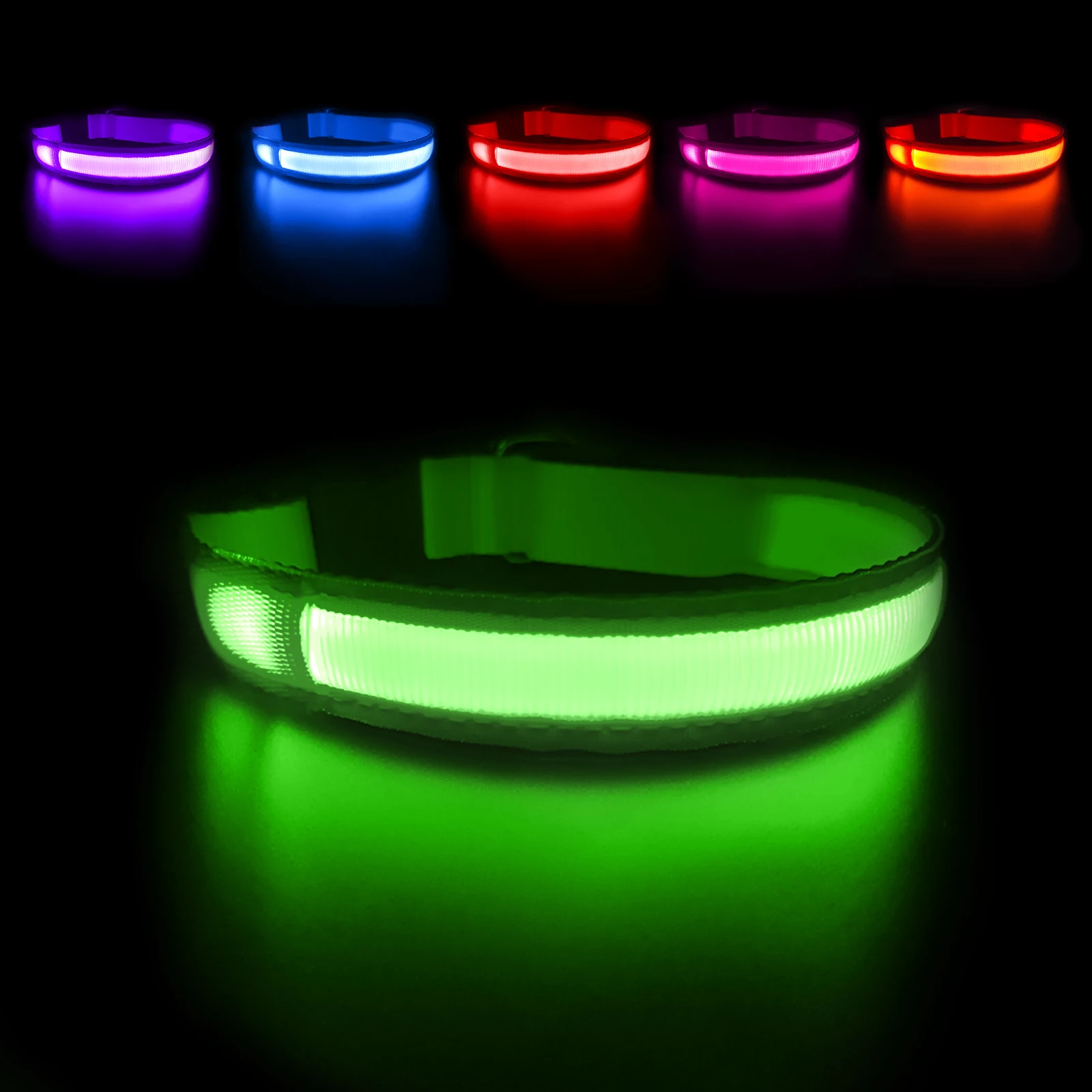 

Factory Produce Perros Pet Supplies Usb Rechargeable Light Up Perros Led Pet Dog Collar For Dog, Blue, red, green, pink, yellow, orange, black.