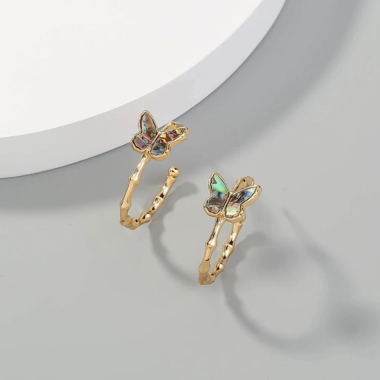 

High quality fashion exquisite design butterfly gold filled unique earrings hoop, As picture or customized