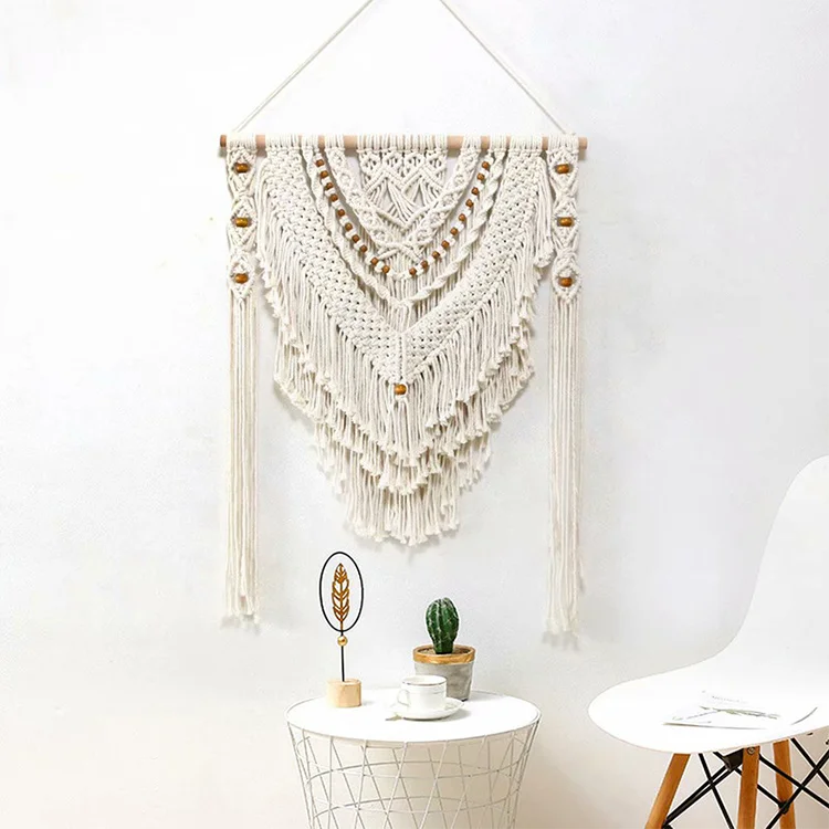 

Hand-woven tapestry wall hanging Nordic boho style macrame wall hanging in living room and bedroom home decor, White or customized