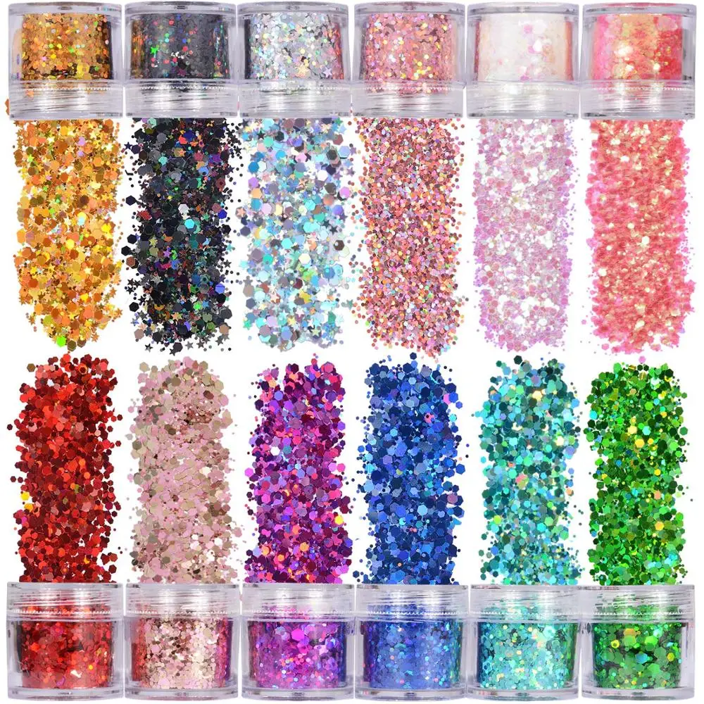 

12colors mixed nail art hologram set mixed nail art glitters nail art laser sequins set