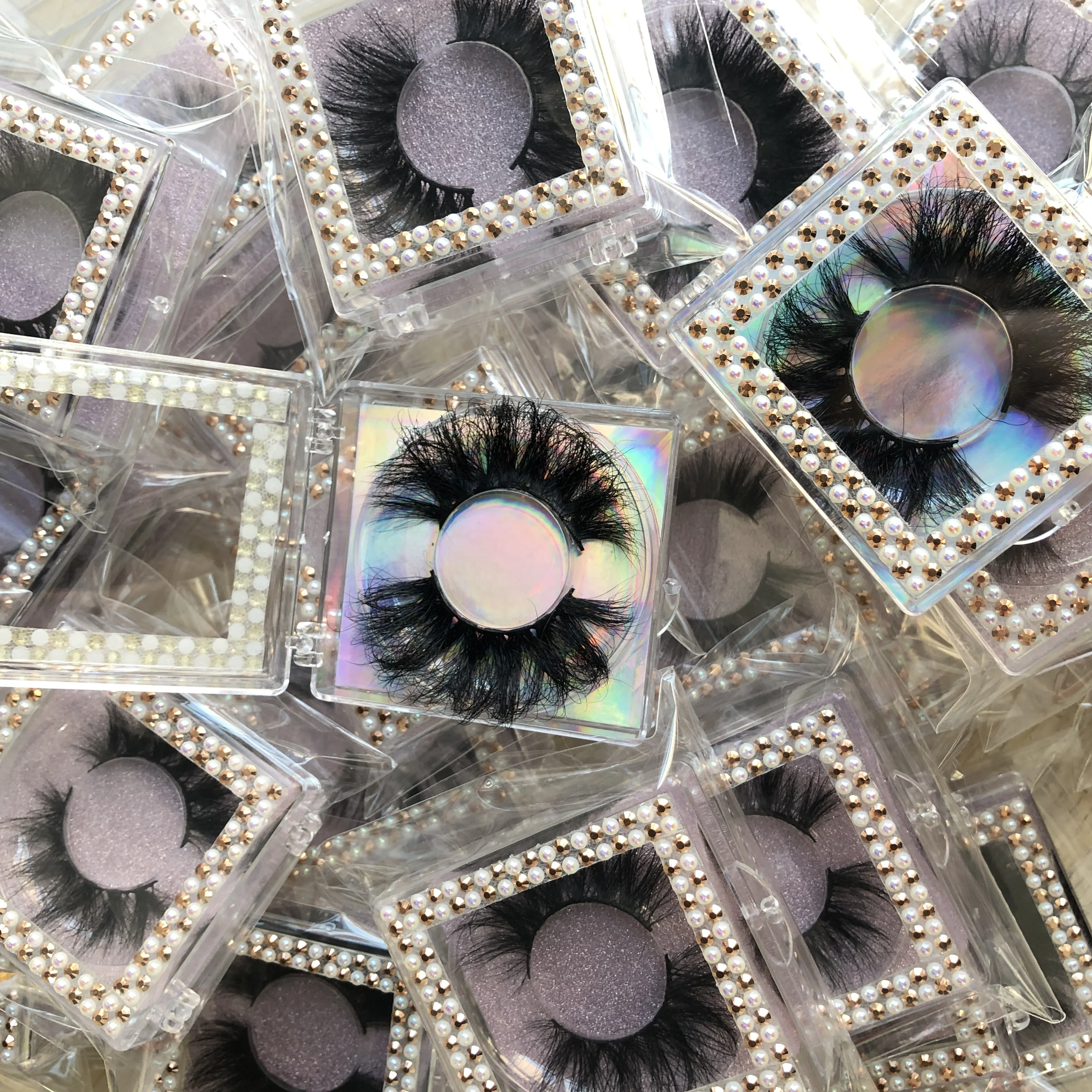 

long thick mink eyelash in bulk fluffy mink 100% mink lashes private label wholesale vendor, Black
