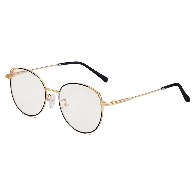 

Super Fashion Cat Eye Design Clear Gold Glasses Frame Round Metal Anti Blue Ray Computer Glasses Optical Spectacle Glasses, Gold black silver rose