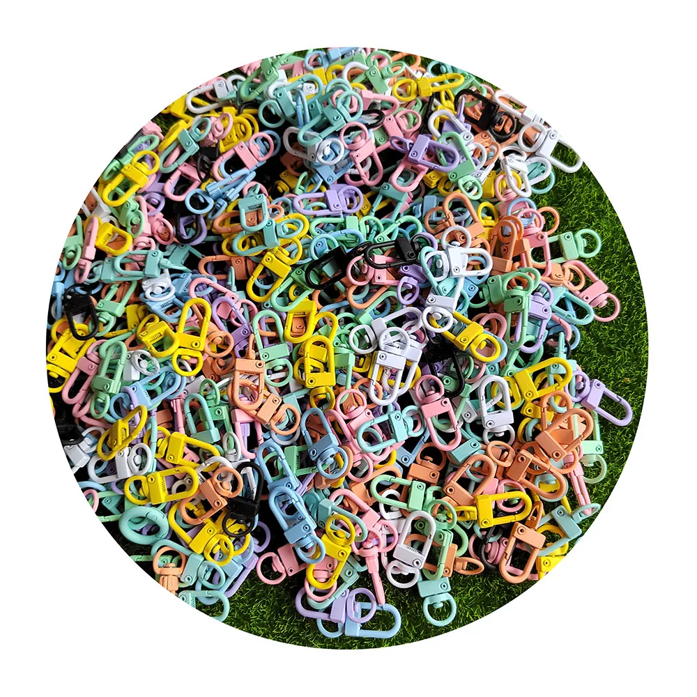 Hot Selling 100Pcs Fluorescent Color Metal Lobster Claw Clasps Swivel Trigger Snap Hooks for Keychains and Jewelry Crafting