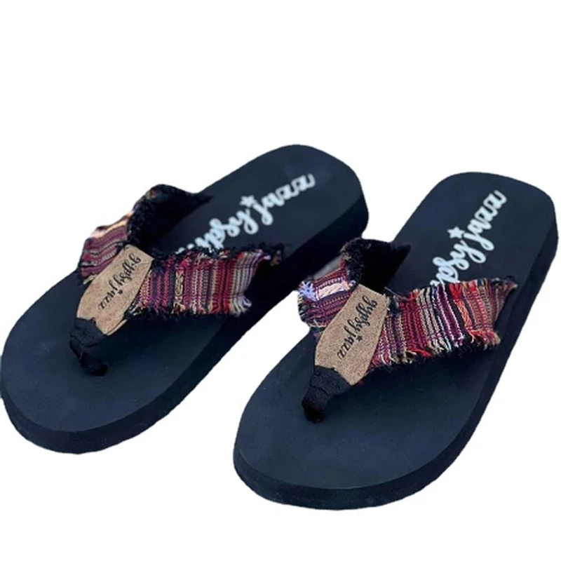 

Women's Leopard Serape Print Flat Flip-Flops Slipper Canvas Thong Sandal Beach Flip Flops Ladies Sandals Shoes