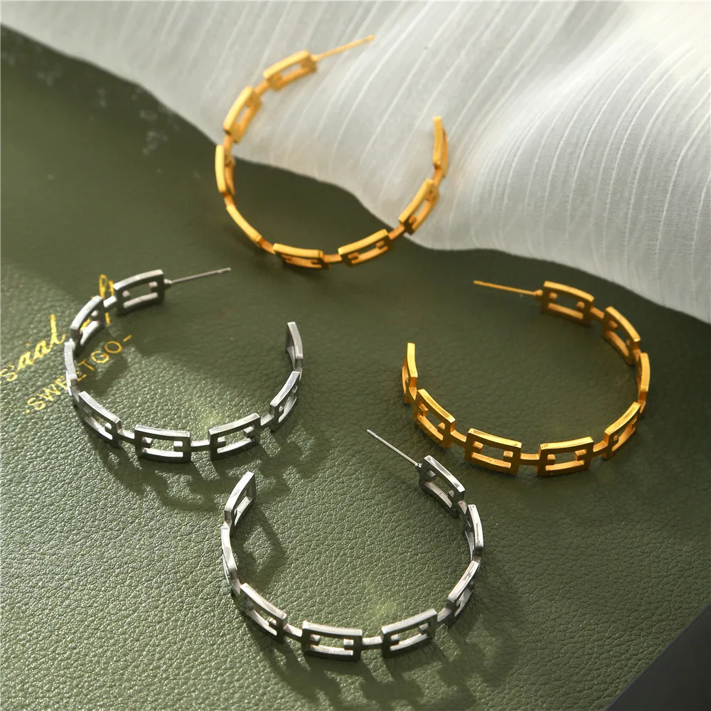 

High Quality Large Hoop Earrings 18k Gold Plated Stainless Steel Hoop Earrings for Women, Gold;silver