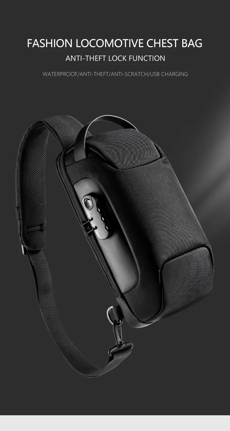 Male Shoulder Bags USB Charging Crossbody Bags Men Anti Theft Chest Bag  School Summer Short Trip Messengers Bag