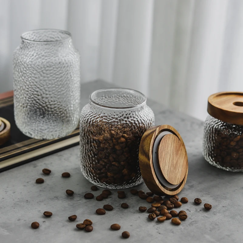 

Glass Storage Container jars with Airtight Acacia Lid kitchen storage jar food container