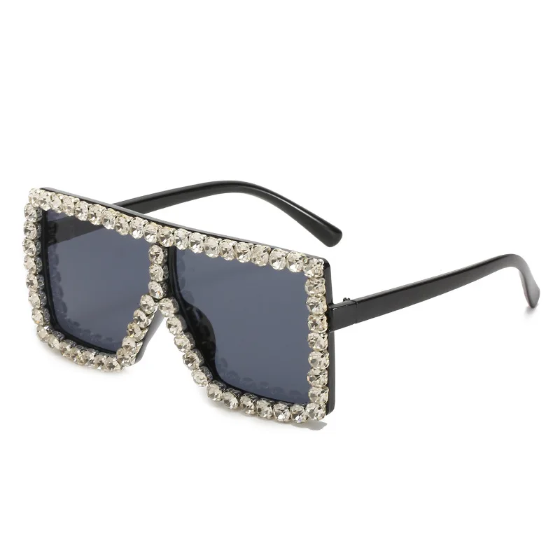 

SUNBORRY Fashion Custom LOGO PC Acetate Big Frame Oversized Women Lady Retro Diamond Bling Shades Sunglasses