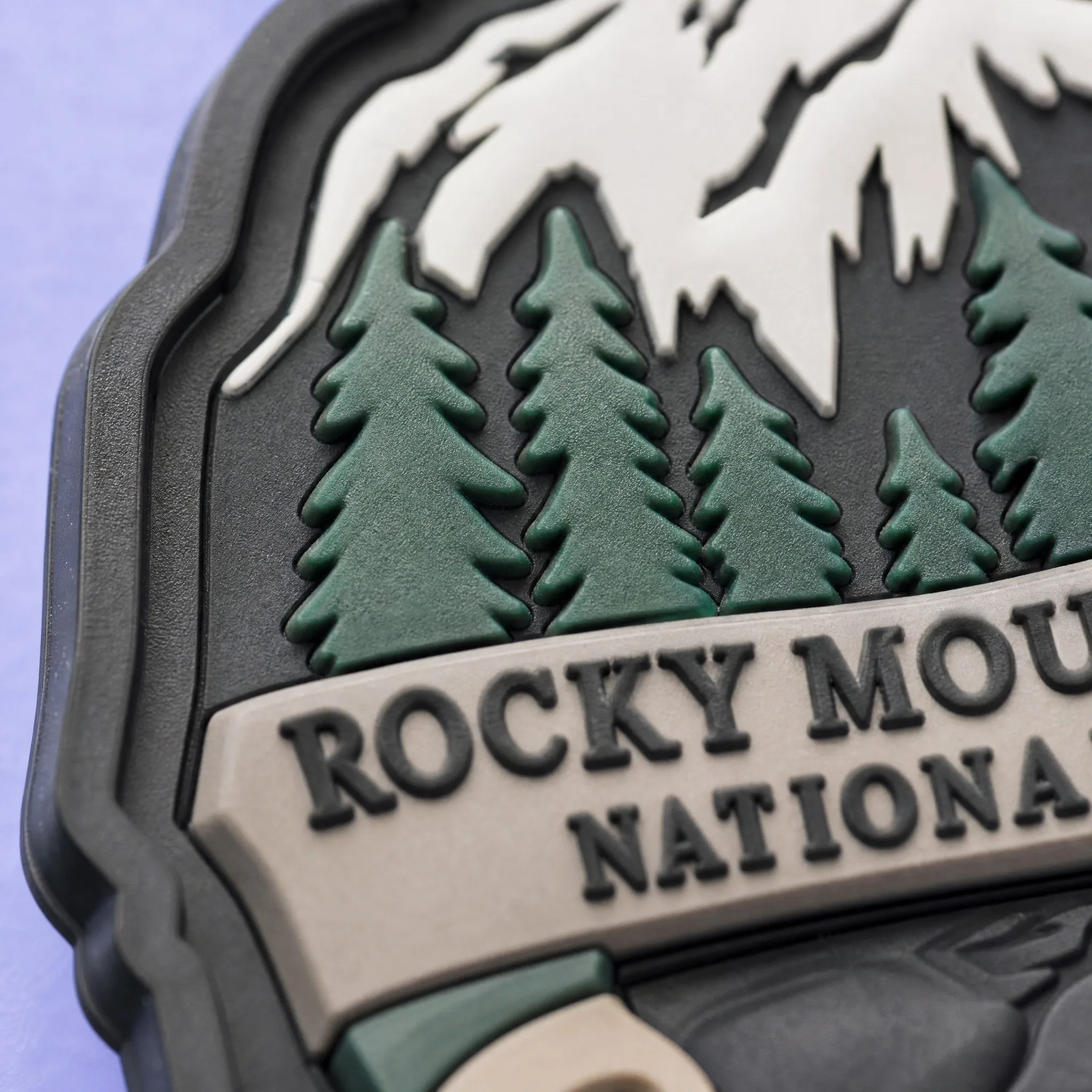 Macro Detail of 3D Micro-Injection Dispensing on Rocky Mountain National Park PVC Magnet