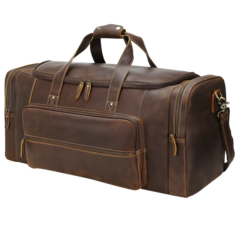 

Amazon Hot Sale 100% Pure Full Grain Leather Gym Weekender Leather Travel Duffel Bag For Men Real Leather Overnight Bag
