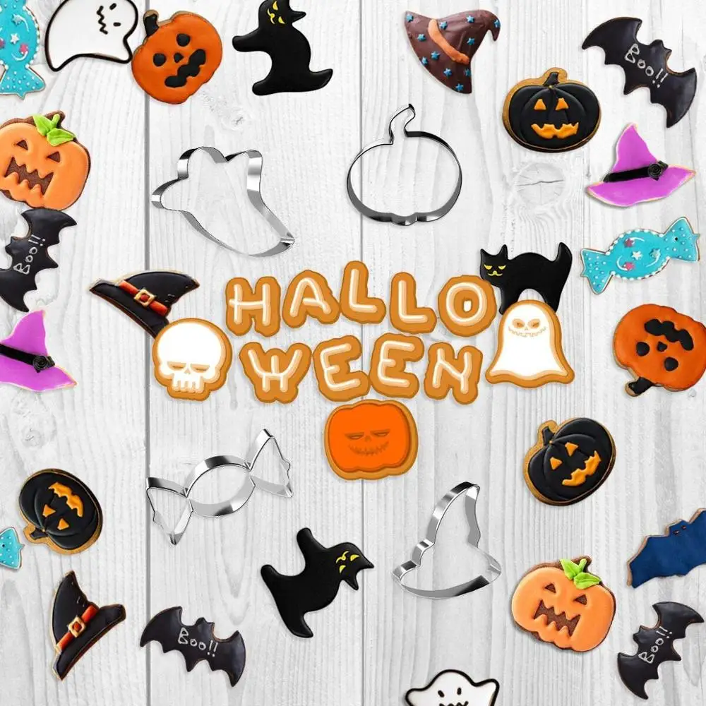 
5Piece Ghost Cookie Cutter Set with Powder Coating,Halloween Cookie Cutter Set 