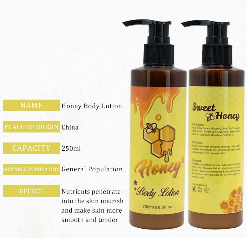 

Factory Wholesale Private Label Moisturizing Whitening Anti-Drying Organic Honey Body Lotion Skin Cream