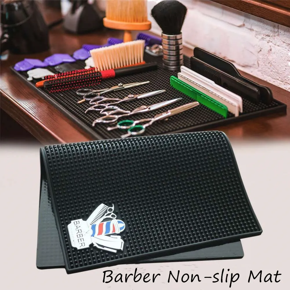 Antislip Silicone Beauty Salon Table Mat Black Barber Hairdressing Pad
