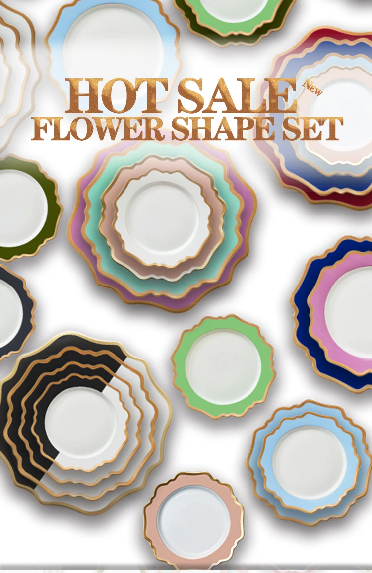 Wholesale Dubai Dinnerware Ceramic Gold Plates Porcelain Wedding Dinner