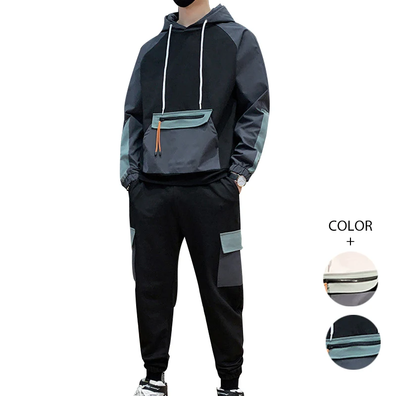 

Customized Mens Sweatsuits 2 Piece Hoodie Tracksuit Sets winter thick polyester Casual Comfy Jogging Suits, 2 colors