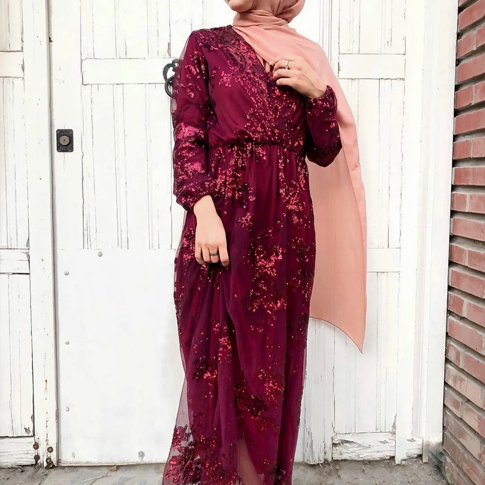 

Middle East Mulim Abaya Jibab Evening Dresses With Long Sleeve Abya Islamic Dress, Customers' requirements