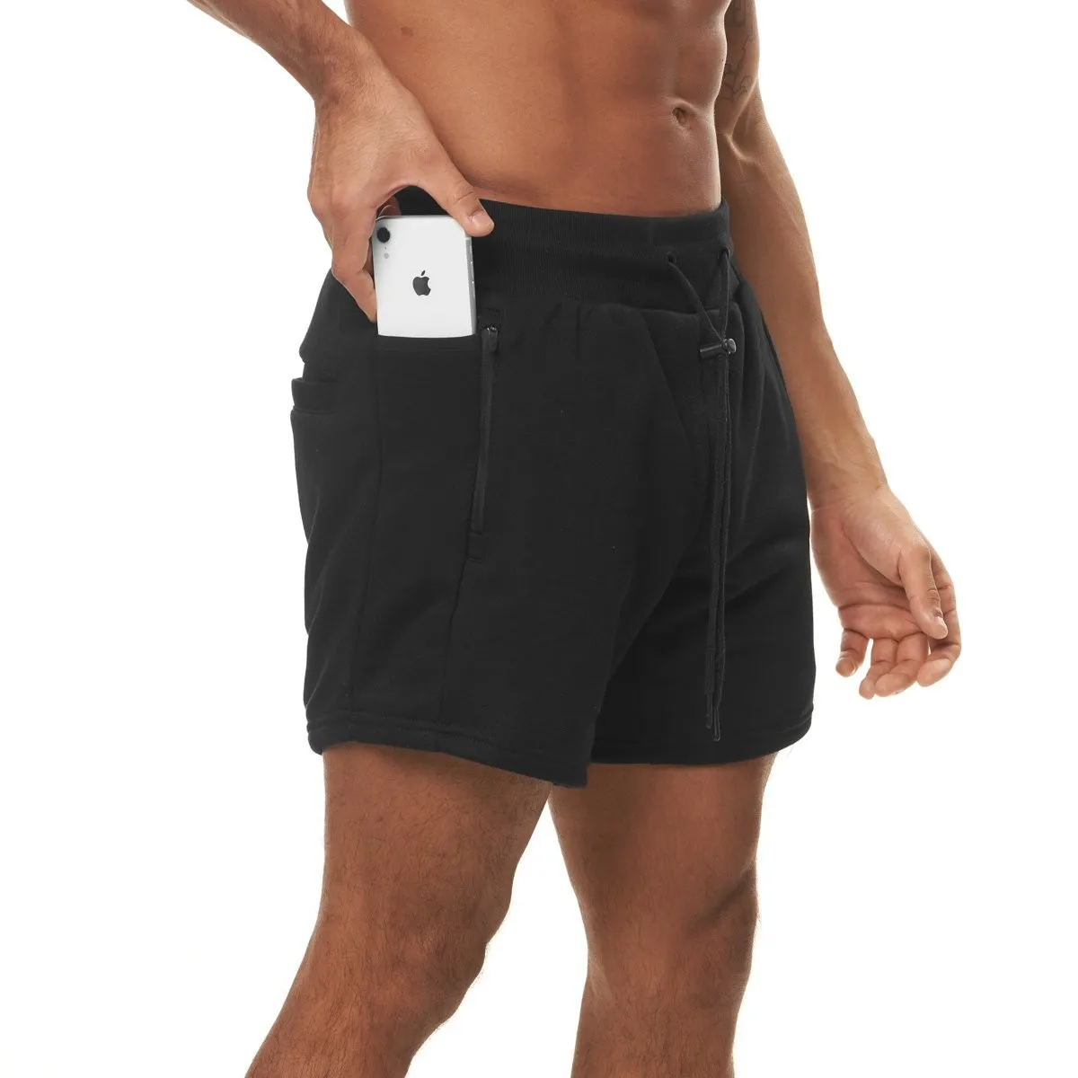 

New Style Casual Men's Fitness Training Pants Solid Color Capris Sports Shorts, White, brown, black, army green, beige