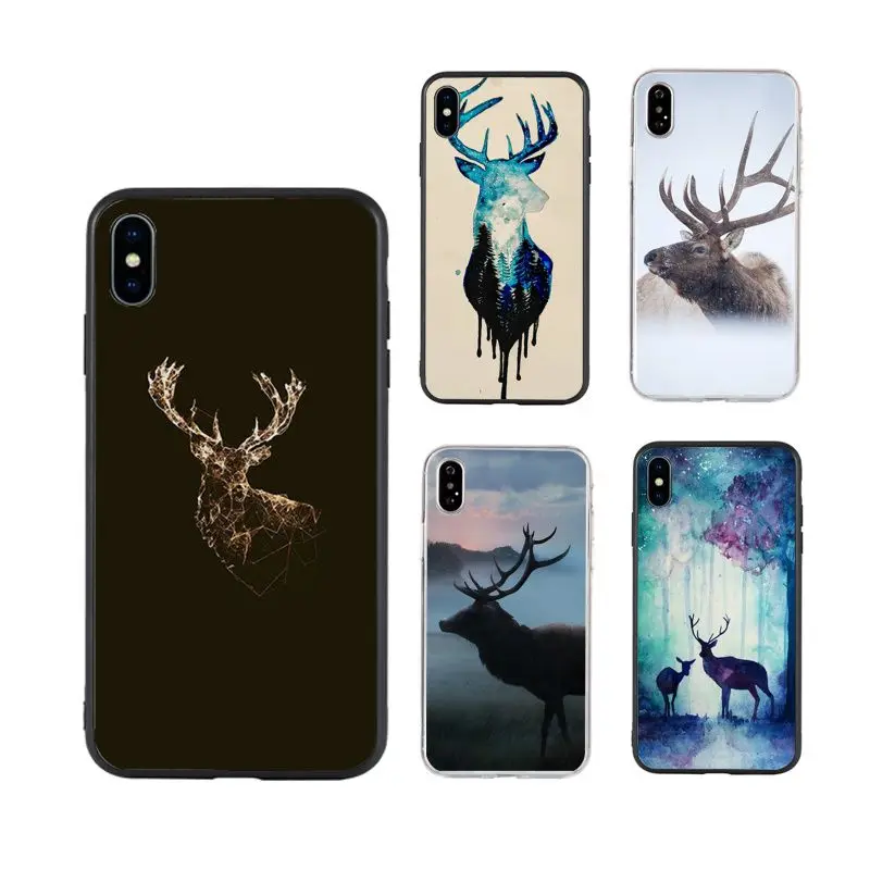 

Minimalist animal deer hot selling cute aanime Phone Case for iPhone X XR Xs Max 11 11Pro 11ProMax 12 12pro luxury fundas, Black/transparent
