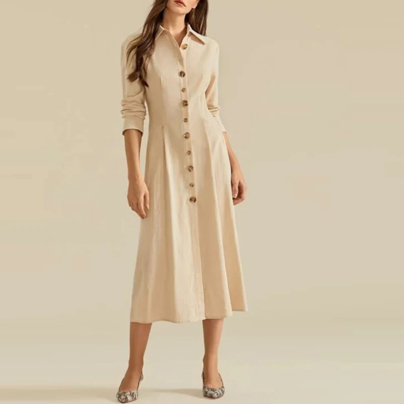 

women clothing manufacturer custom long sleeve plus size dress women casual women elegant career dress oversized, Customized color