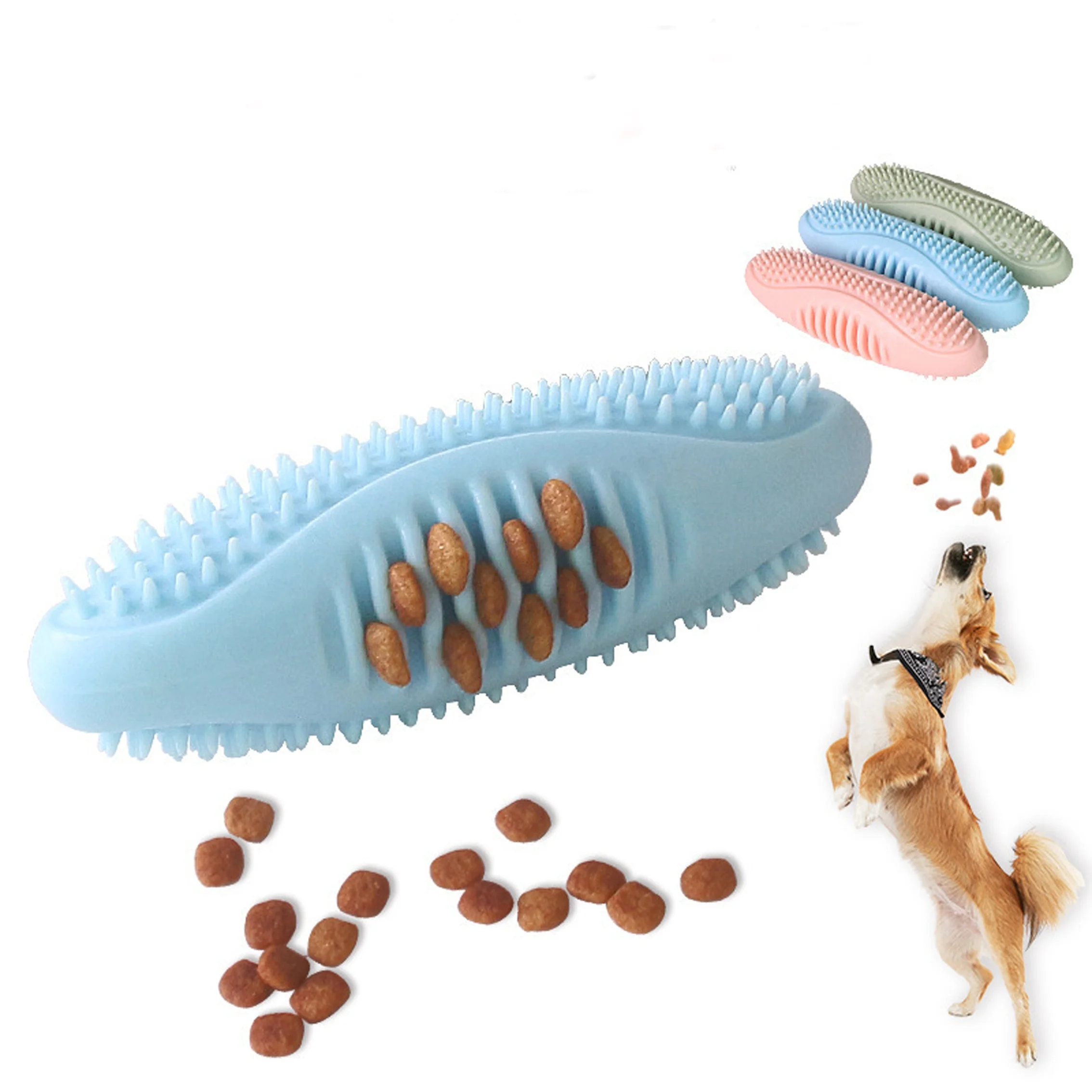 

Sea cucumber shape molar dog bite stick easy clean pet interactive training bite resistant chew toothbrush toy, Blue, pink, green