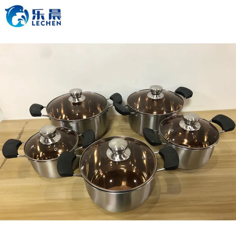 

single Bottom Cooking Pot Stainless Steel Kitchen Pot Set Stainless Steel Stock Pot 5pcs 16-24cm