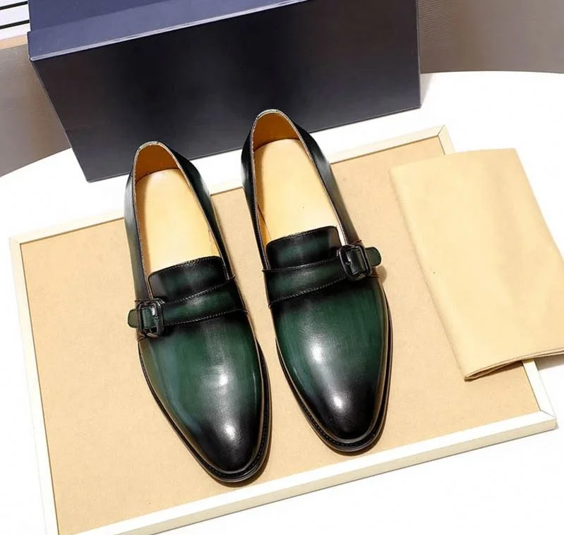 

Men's single shoes New spring 2020 low-heeled men's shoes shallow mouth business shoes drop shipping, Black, green