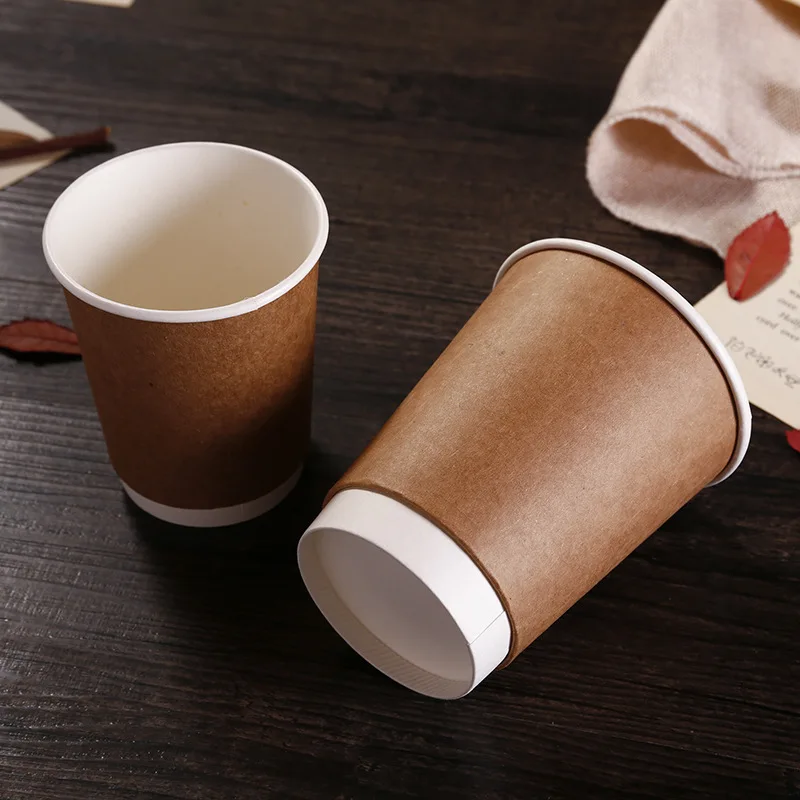 

Secondary paper cup custom-made 16oz double P thickened advertising milk tea cup with cover coffee cup custom logo