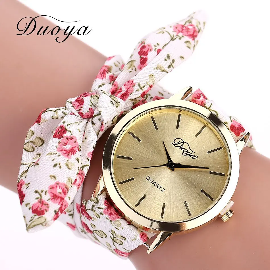 

Luxury Floral Fabric Quartz Watch Ladies Tops Women Fashion Bracelet Wrist Watches Clock reloj mujer relogio feminino