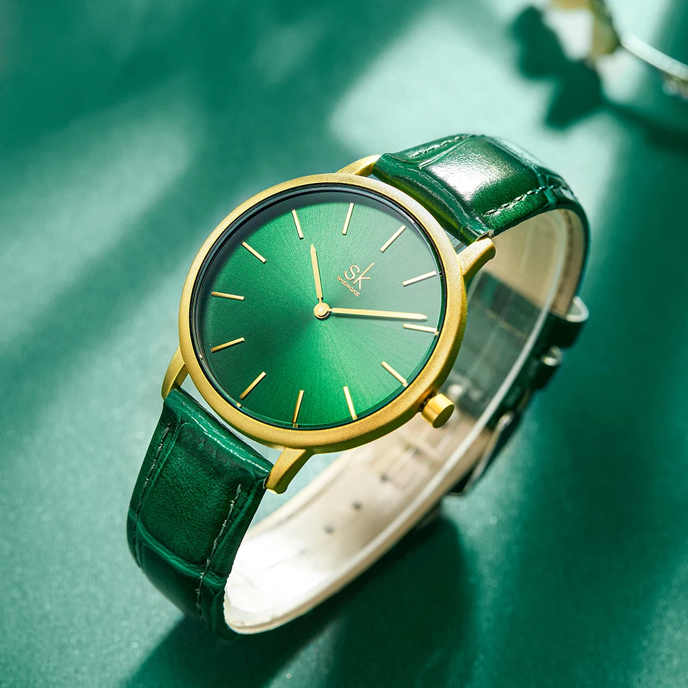 Shengke Women's Watches Fashion Green Dial Ladies Watch Luxury 