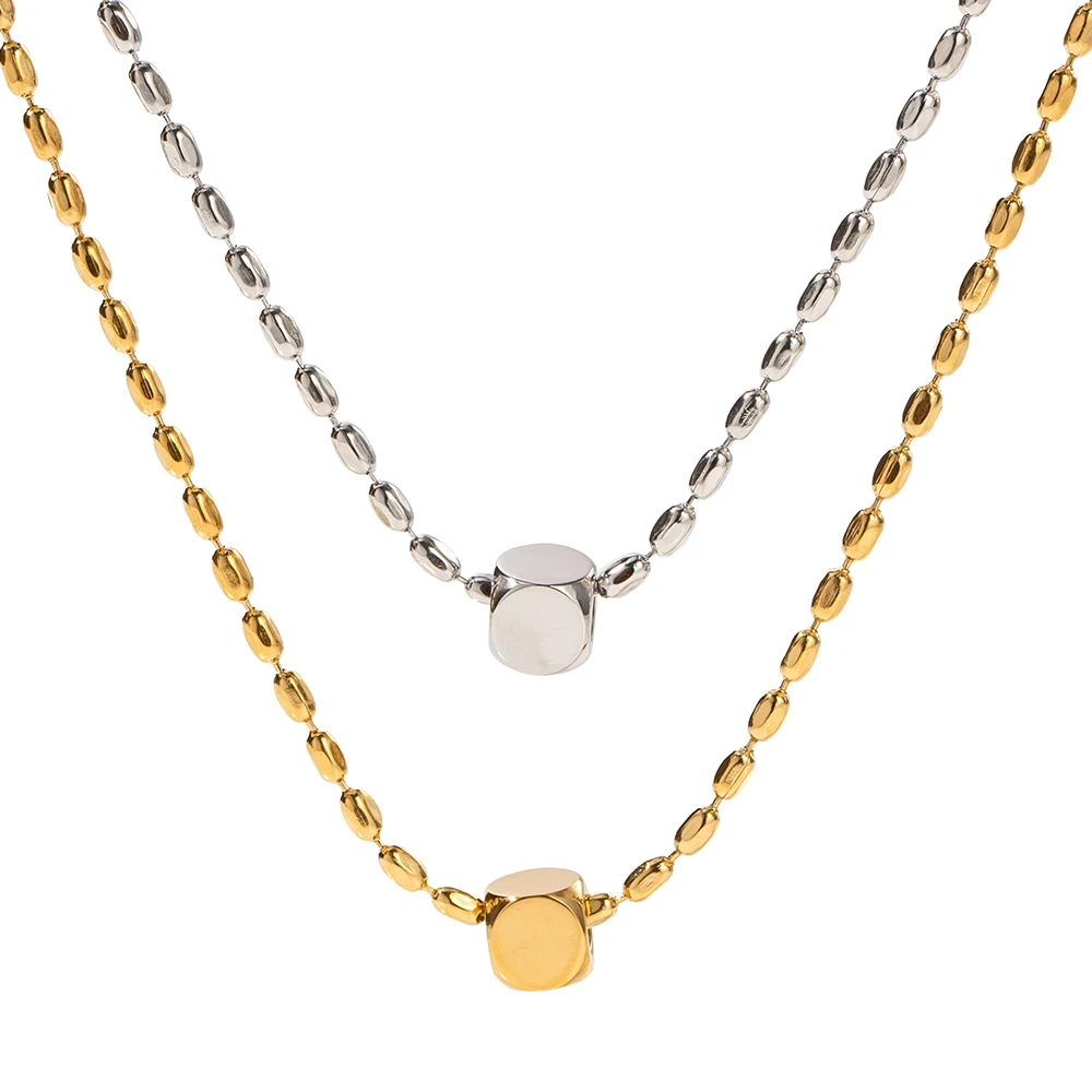 

Minimalism Geometric Square Waterproof 16K Gold Plated Stainless Steel Minimalism Necklace For Women
