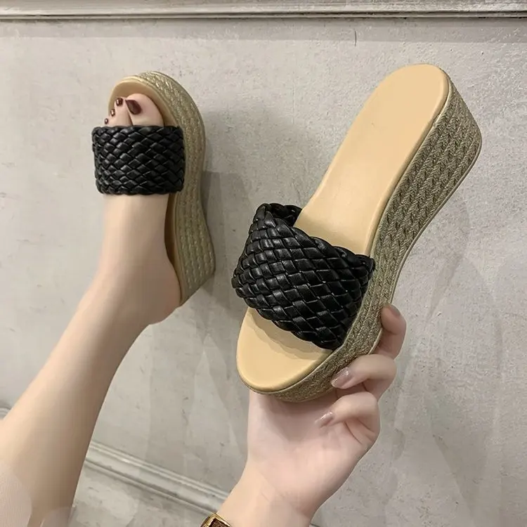 

2022 summer open toe wedge slippers women comfortable sandals ladies high heel shoes
