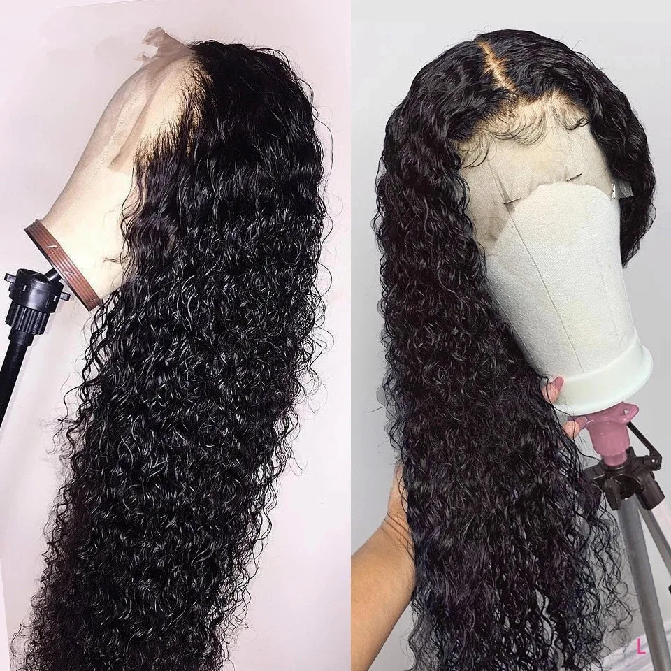 

30 Inch Brazilian Virgin Hair 100 Percent Water Wave HD Lace Frontal Wig Peruvian Waterwave Wig Deep Curly Wave Human Hair Wig