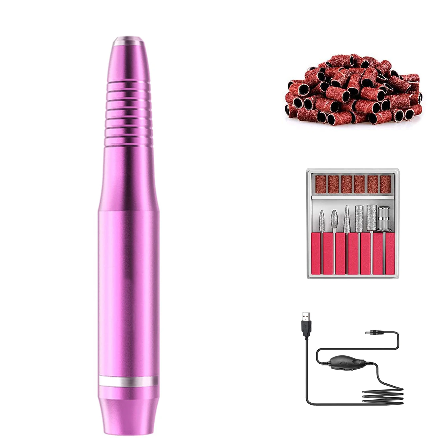 

Portable Electric Nail Drill Machine for Acrylic Gel Nails Professional Efile E File Manicure Pedicure Polishing Shape Tools, Pink