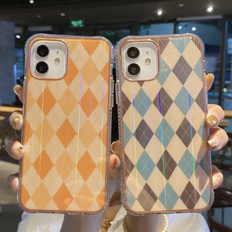 

Luxury Laser Geometry Bumper Phone Case For iPhone 11 12 Pro Max XR XS Max 7 8 Plus X Back Cover