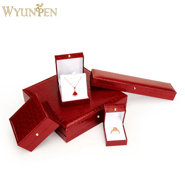 

WYP Custom Logo Quality Gift Packaging Jewelry Box Ring Bracelet Necklace Pendant Jewellery Set Box in red Leopard box