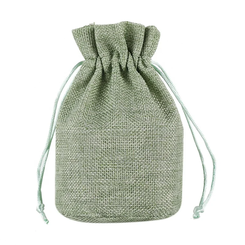 

Logo print Small Linen String Pocket Cloth Bag Drawstring Pouch Storage Bag for Jewelry Gift