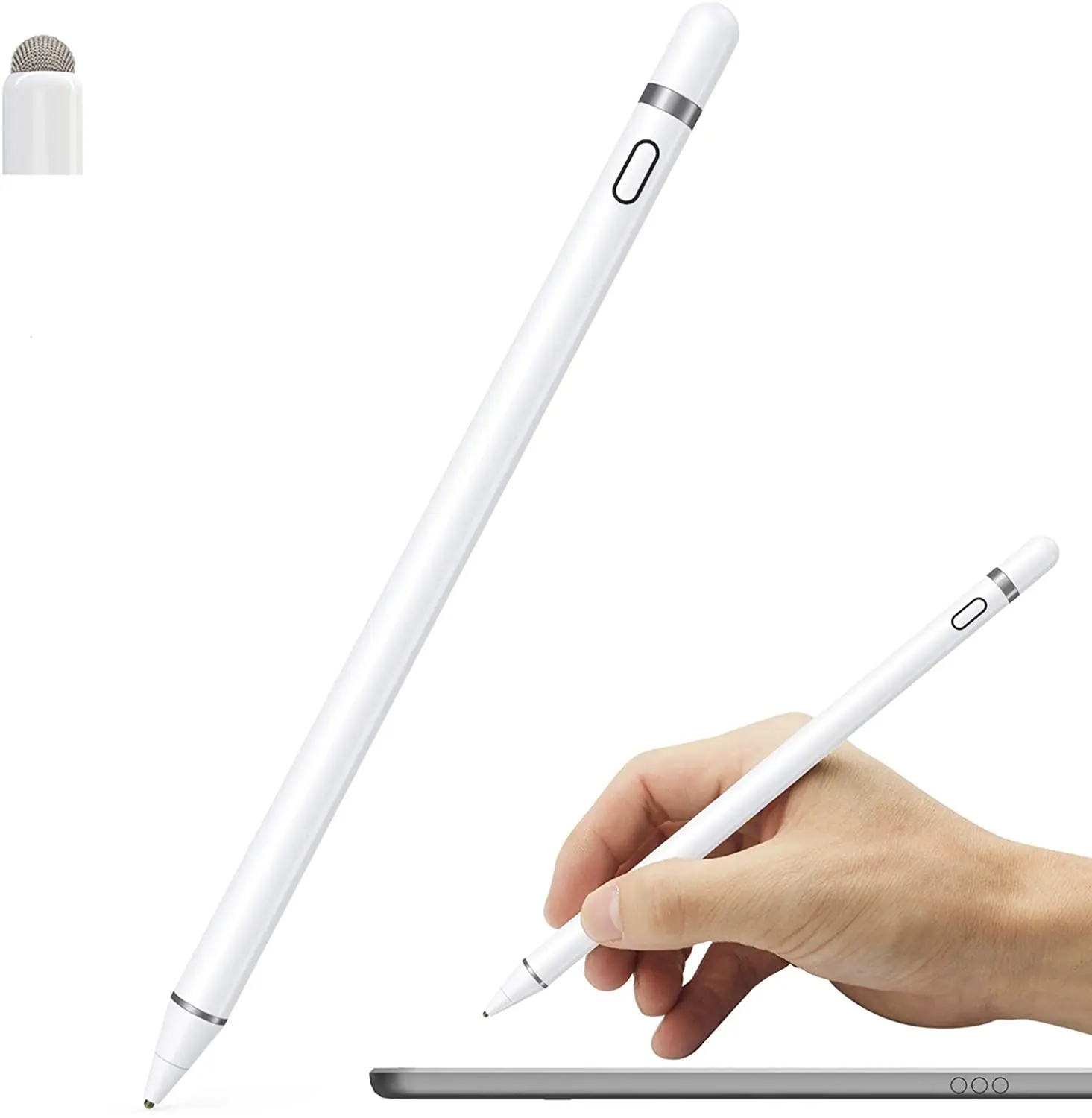 

BDD Universal 2 In 1 Rechargeable Copper Mesh Nib Touch Screen Ipad And Android Stylus Touch Pen For Android Phone Pencil, Black white