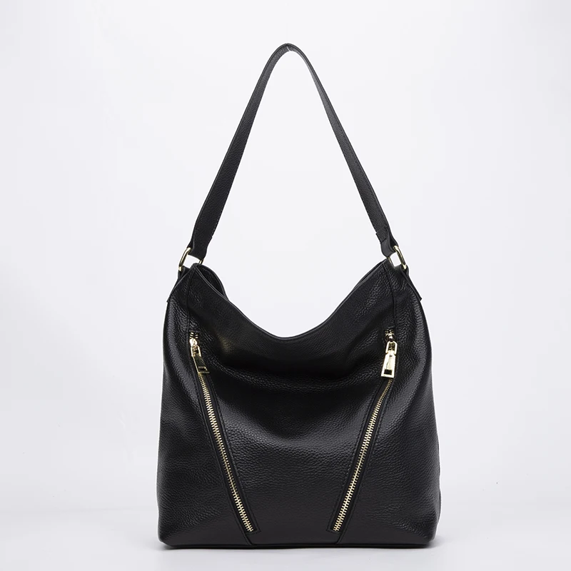 

Best Selling OEM 100% Genuine Grainy Leather Large Capacity Tote Bag Shopping Bags For Ladies, Black