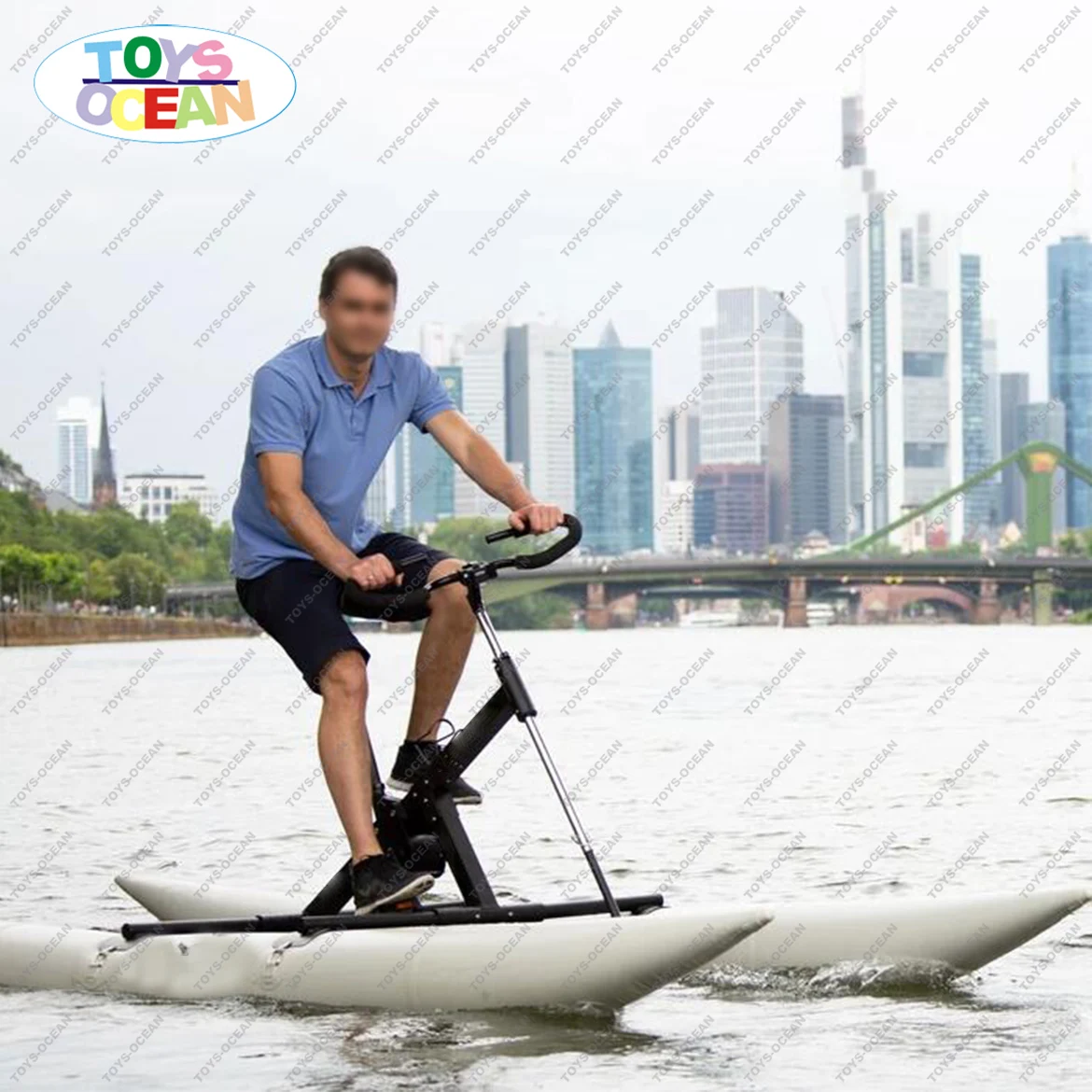 

Custom Size high quality PVC inflatable sea banana boat tubes floating water bike buoy