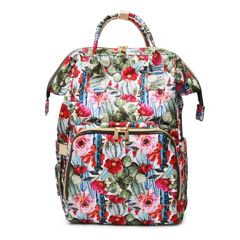 

RTS Fashion Cactus printing Mummy Bag Diaper Backpack Leisure Travel Bag DOM9003