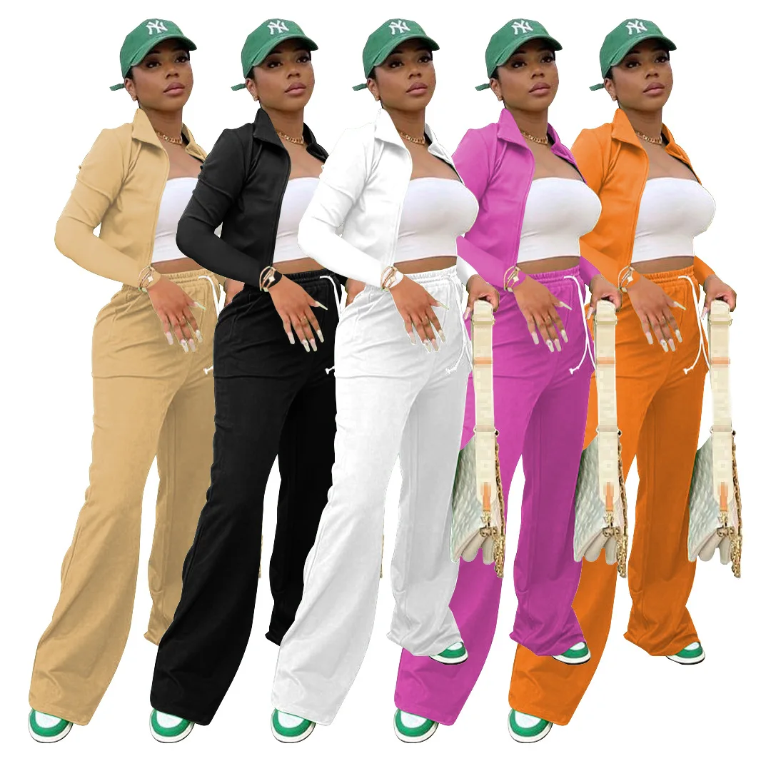 

2021 Women Fashion Fall Matching Sets Clothing Two Piece Set Crop Tops 2 Piece Set Outfits Joggers Sweat Pants