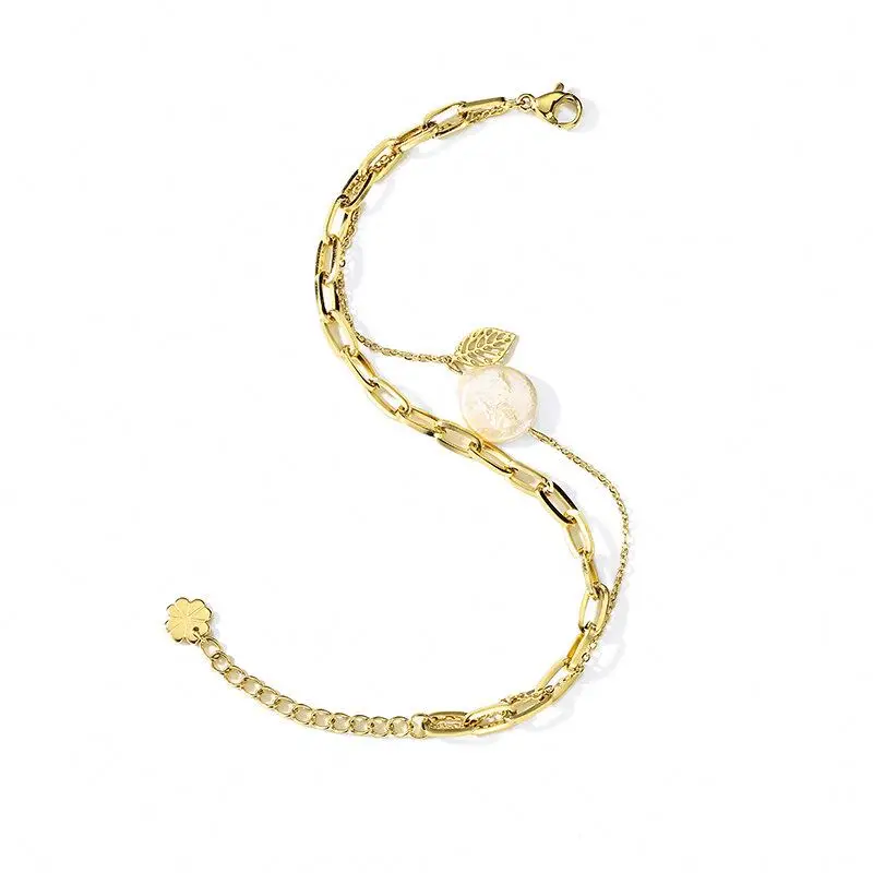 

Wholesale cheap price 14k gold plated chain link bracelet gold chunky chain bracelet gold leaf jewelry
