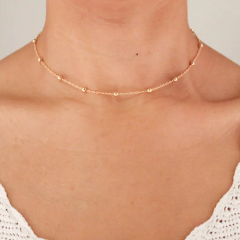 

Delicate Gold Necklace Satellite Bead Delicate Gold Necklace Pendant Necklace Wholesale Cross Border Accessories, White and gold
