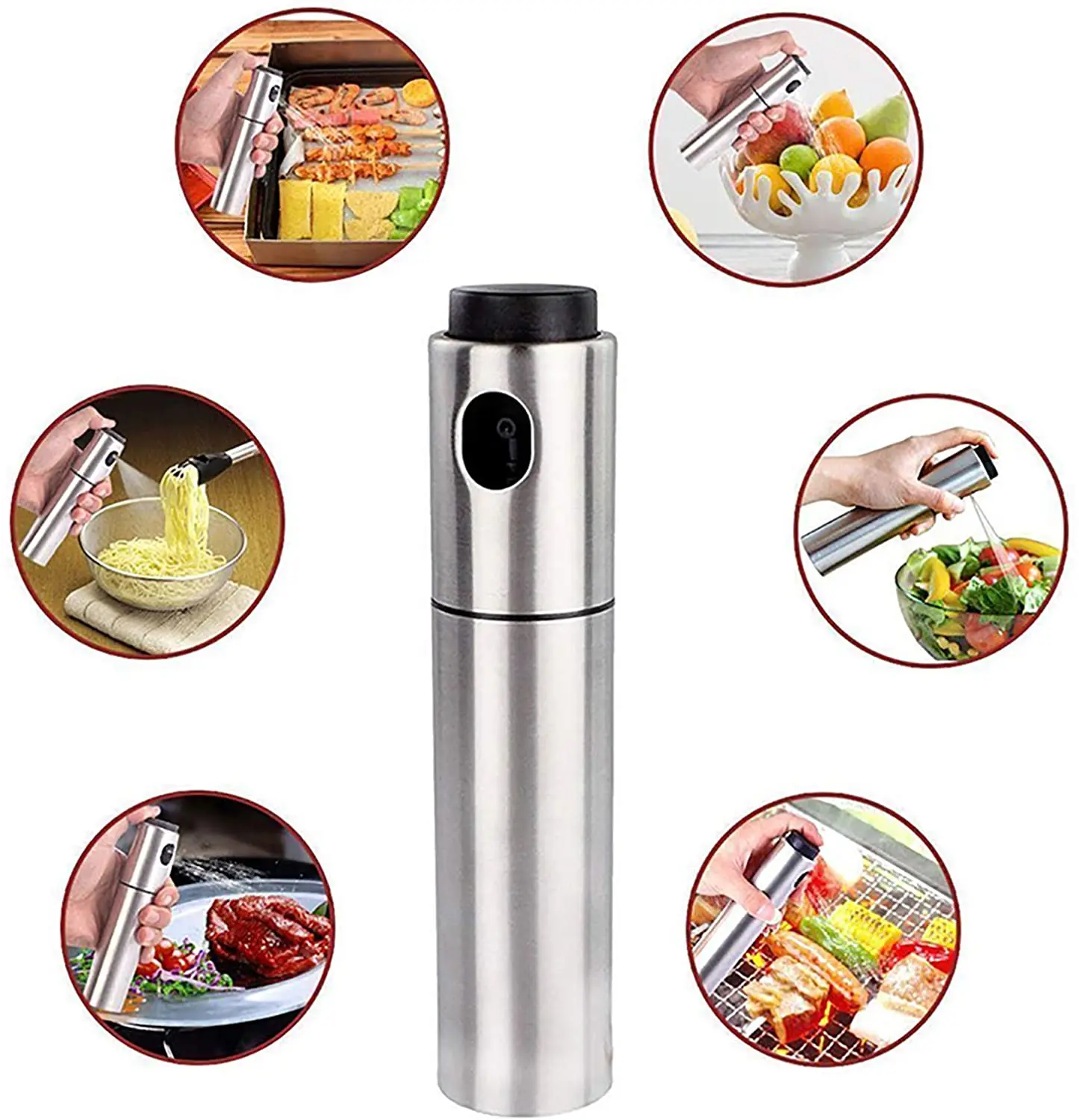 

Kitchen Tools BBQ Spritzer Oil Spray Cooking Salad Grilling Salad Roasting Stainless Steel Mister Dispenser Olive Oil Sprayer, Silver